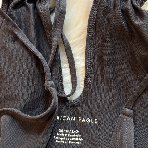 American Eagle Flowy Peplum Babydoll Tie Up Tank - Picture 2 of 3